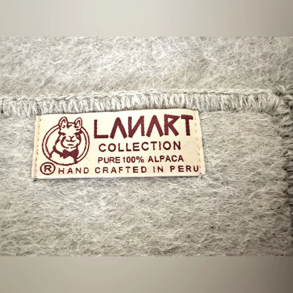 LANART collection Gray Fringed Hand Crafted Pure 100% ALPACA‎ Scarf